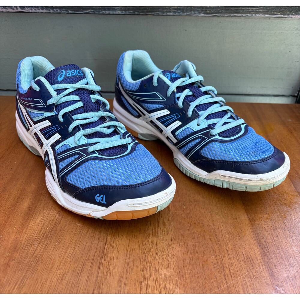 ASICS Gel-Rocket B455N Women’s 9.5 Blue Navy Volleyball Court Shoes Gum Sole - Picture 4 of 9